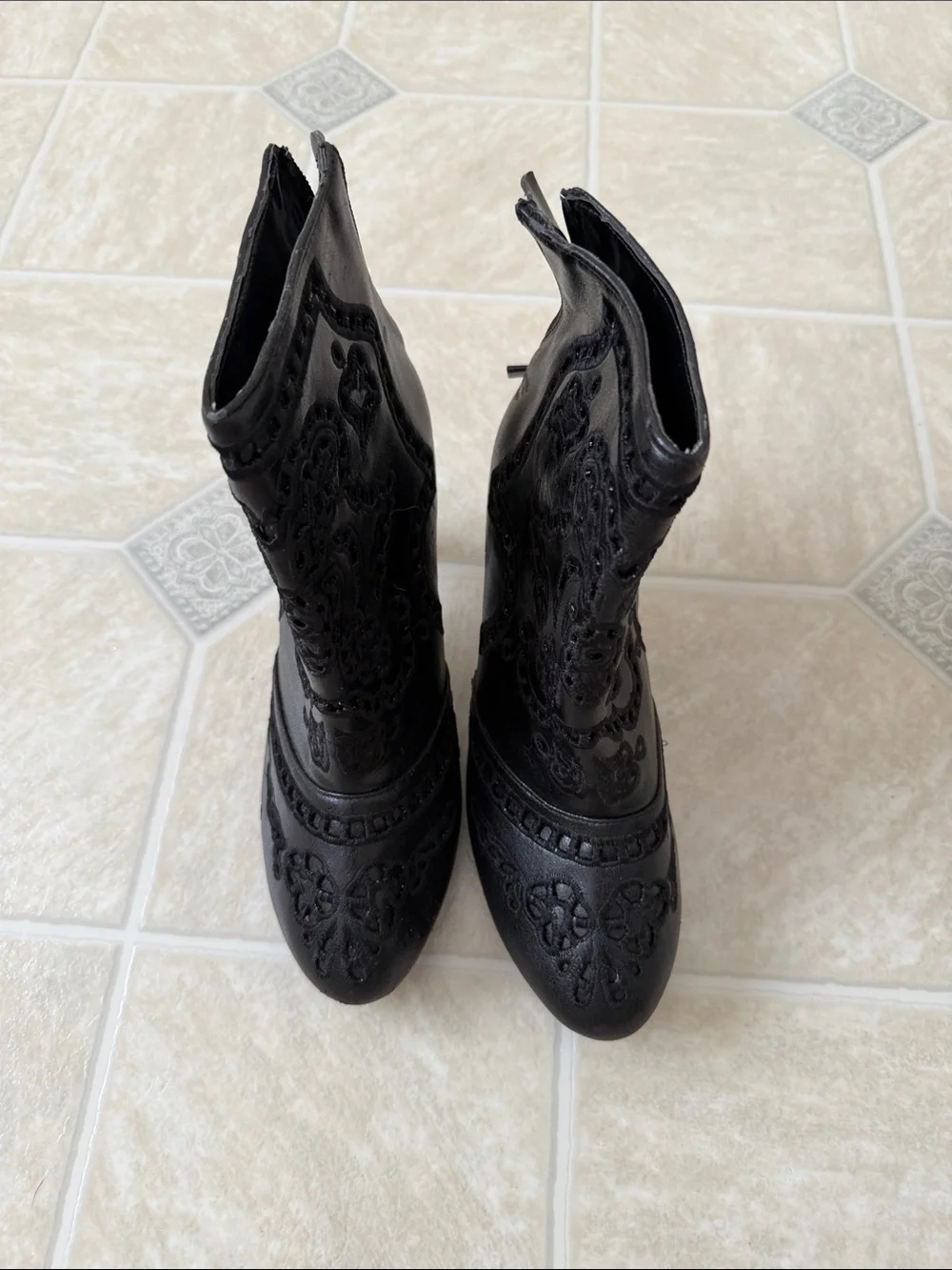 Black Textured Booties